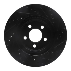 Chrysler 300 Brake Rotor (1) - Front Left - R1 Concepts - Drilled & Slotted - Black - `05-`23